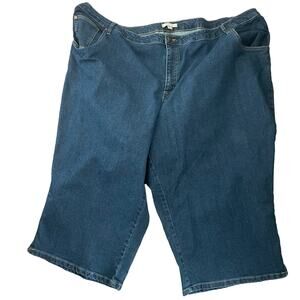 Woman‎ Within Crop Jeans 36 Blue Straight Leg Sustainable Denim Classic Capri